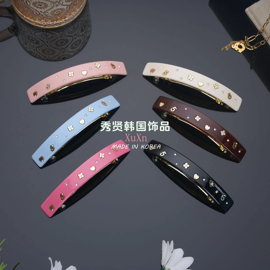 韩国醋酸香香风金标弹簧夹轻奢时尚百搭复古气质小件饰品韩版ins