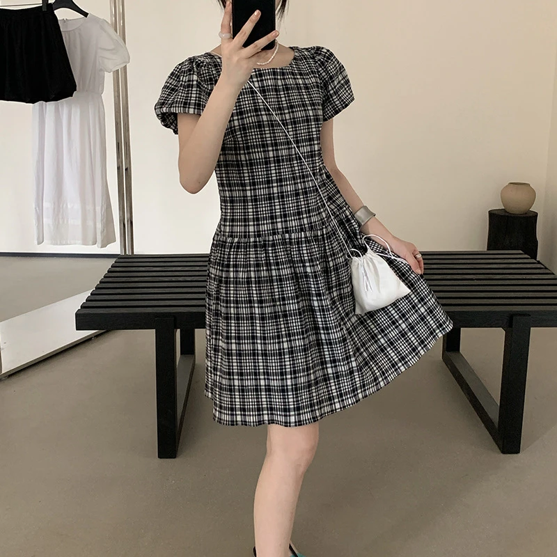 韩货-【格雷系女孩】初夏简约复古慵懒休闲设计感连衣裙/3119