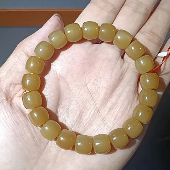 未镶嵌手串和田玉（糖玉）和田玉且末糖全糖老型珠卡10手串