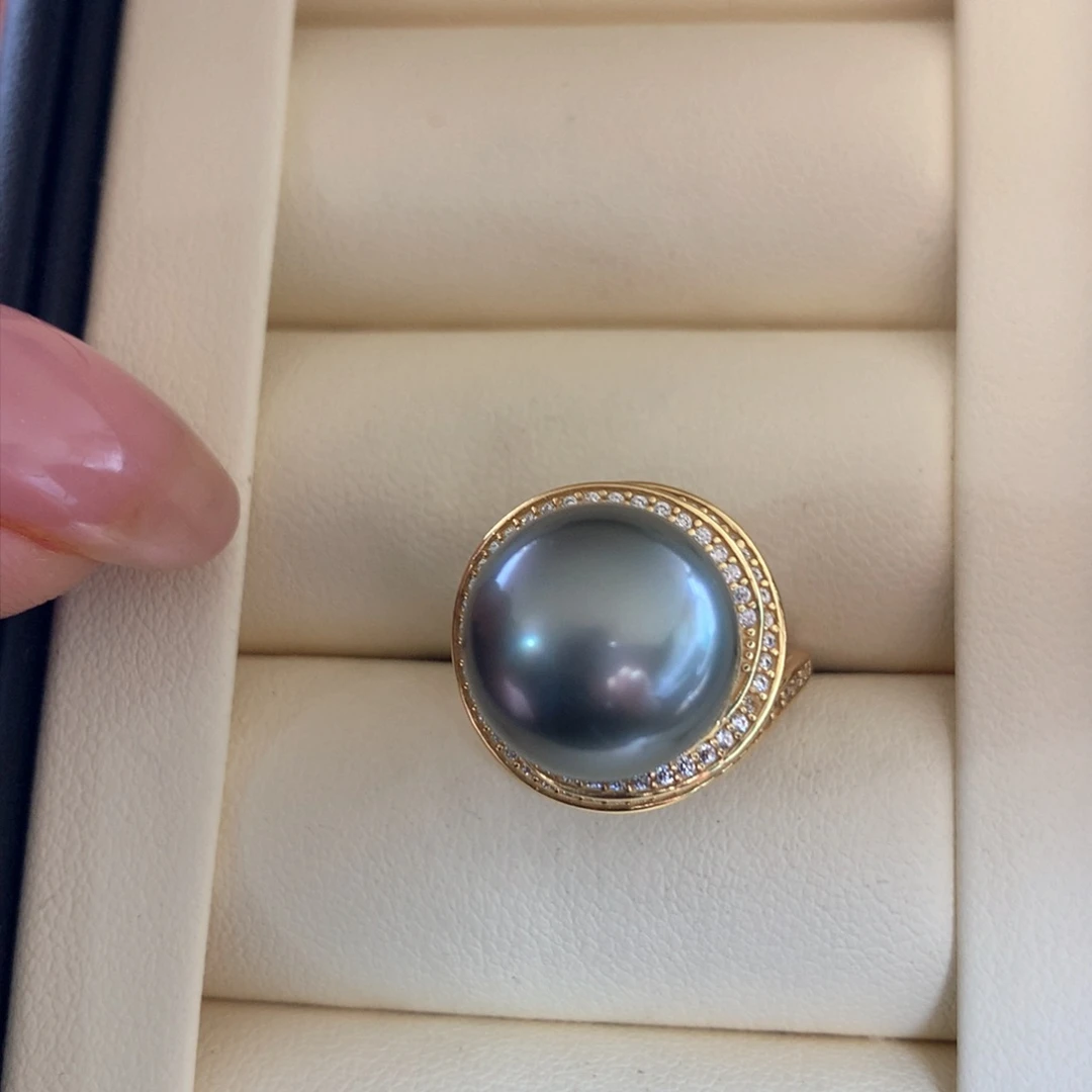 银S925镶嵌海水珍珠戒指