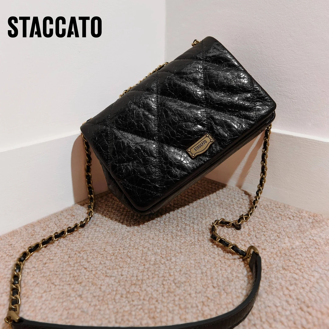 思加图2025秋季新款通勤绗缝包小方包菱格链条包单肩包包X8263CX5