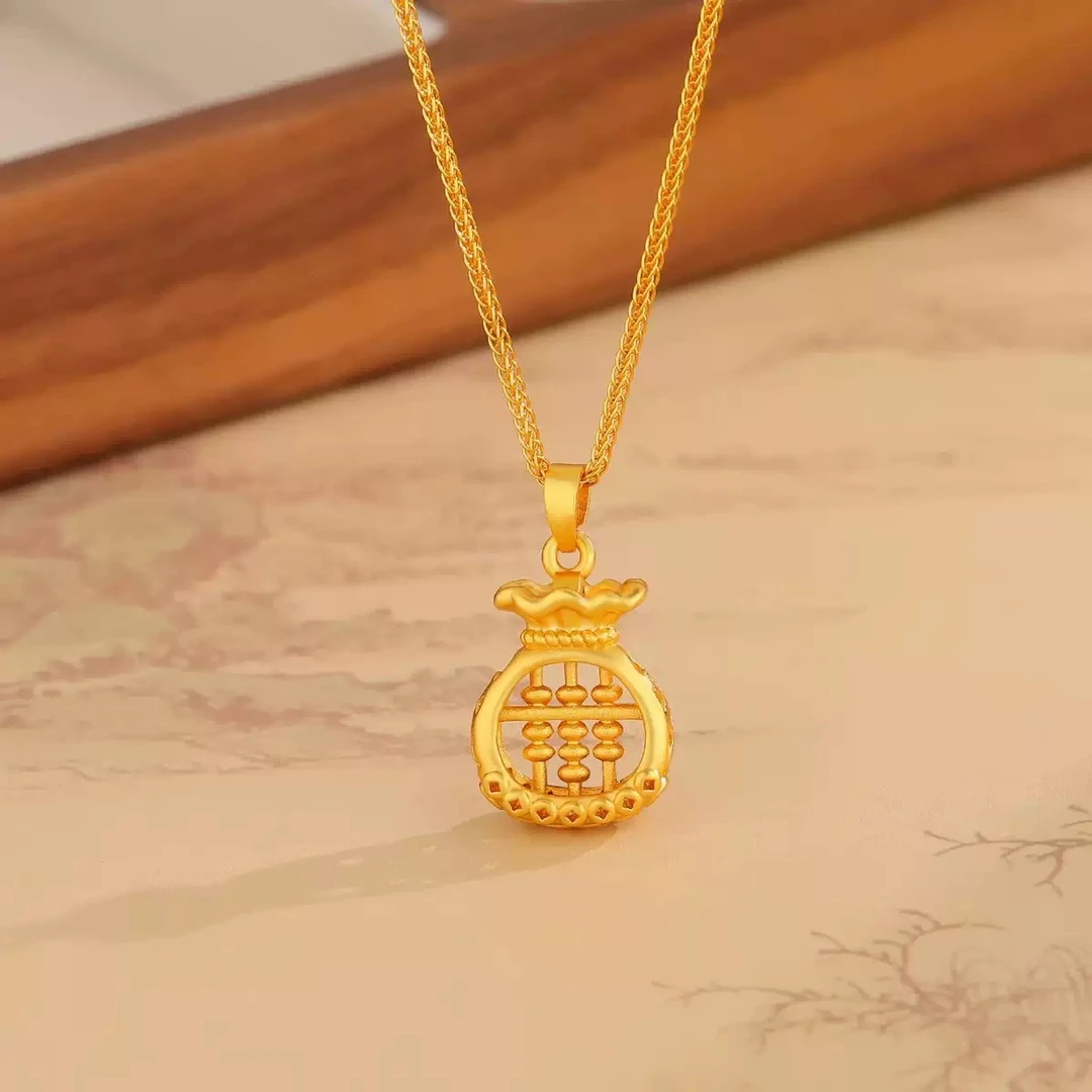 铜合金项链 国潮风福袋算盘吊坠女时尚小众轻奢不掉色精美锁骨链