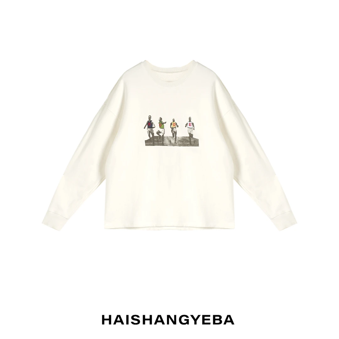 【海上叶爸】新款2025秋冬百搭棉圆领宽松厚款人像图案卫衣