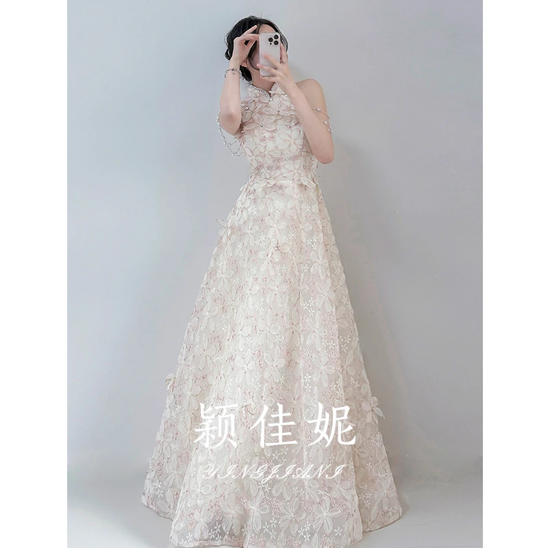 法式高端晚礼服女2025新款高级感轻奢小众生日主持订婚敬酒连衣裙