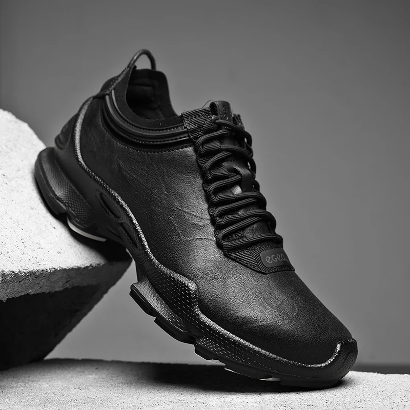 25周年注塑鞋透气真皮男鞋系带时尚休闲鞋耐磨防滑男士行政通勤鞋