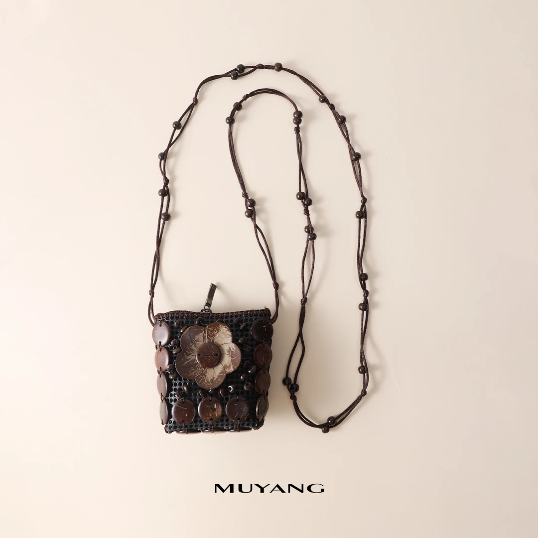 muyang/慕阳 非金属棉绳项链 手工气质时尚百搭椰壳包
