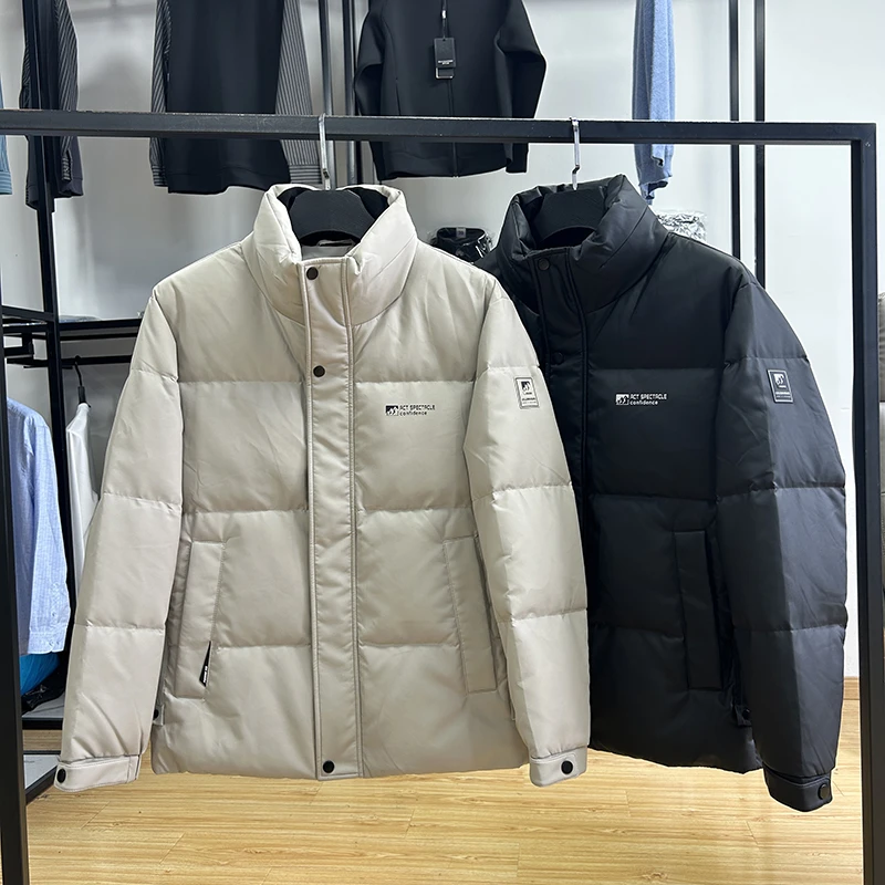 仿皮质90绒蓬松保暖立领羽绒服冬厚实防水防风鸭绒服 Y5T2090