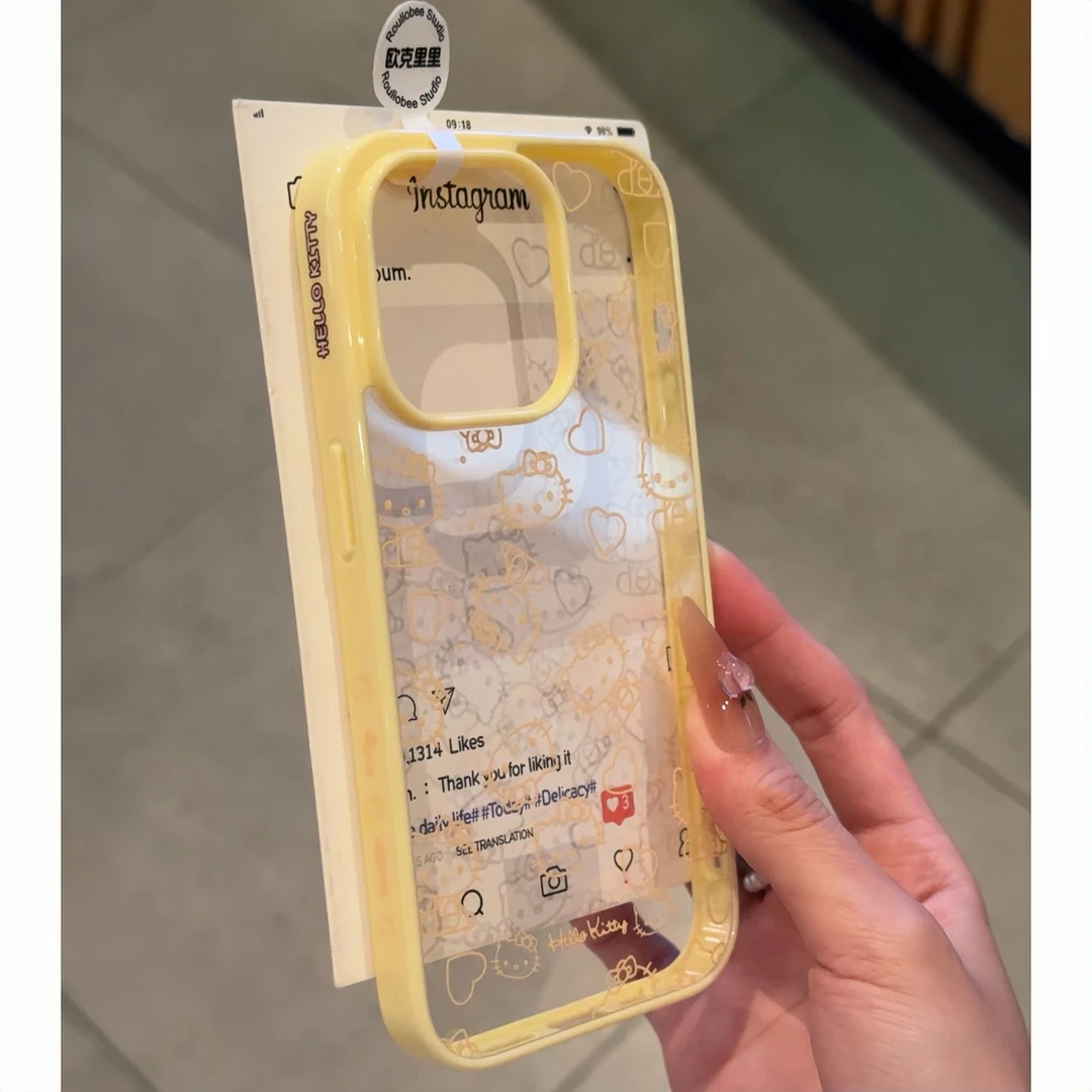 欧克里里ins凯蒂猫适用苹果16promax手机壳15/14亚克力13/12/11软