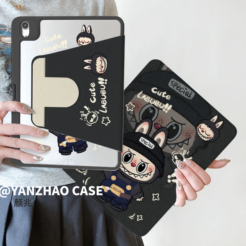 【三折旋转亚克力】比耶拉布布苹果ipad11平板保护套air6华为小米硬