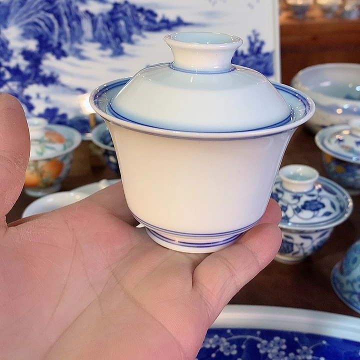 錡镇堂手工手绘盖碗