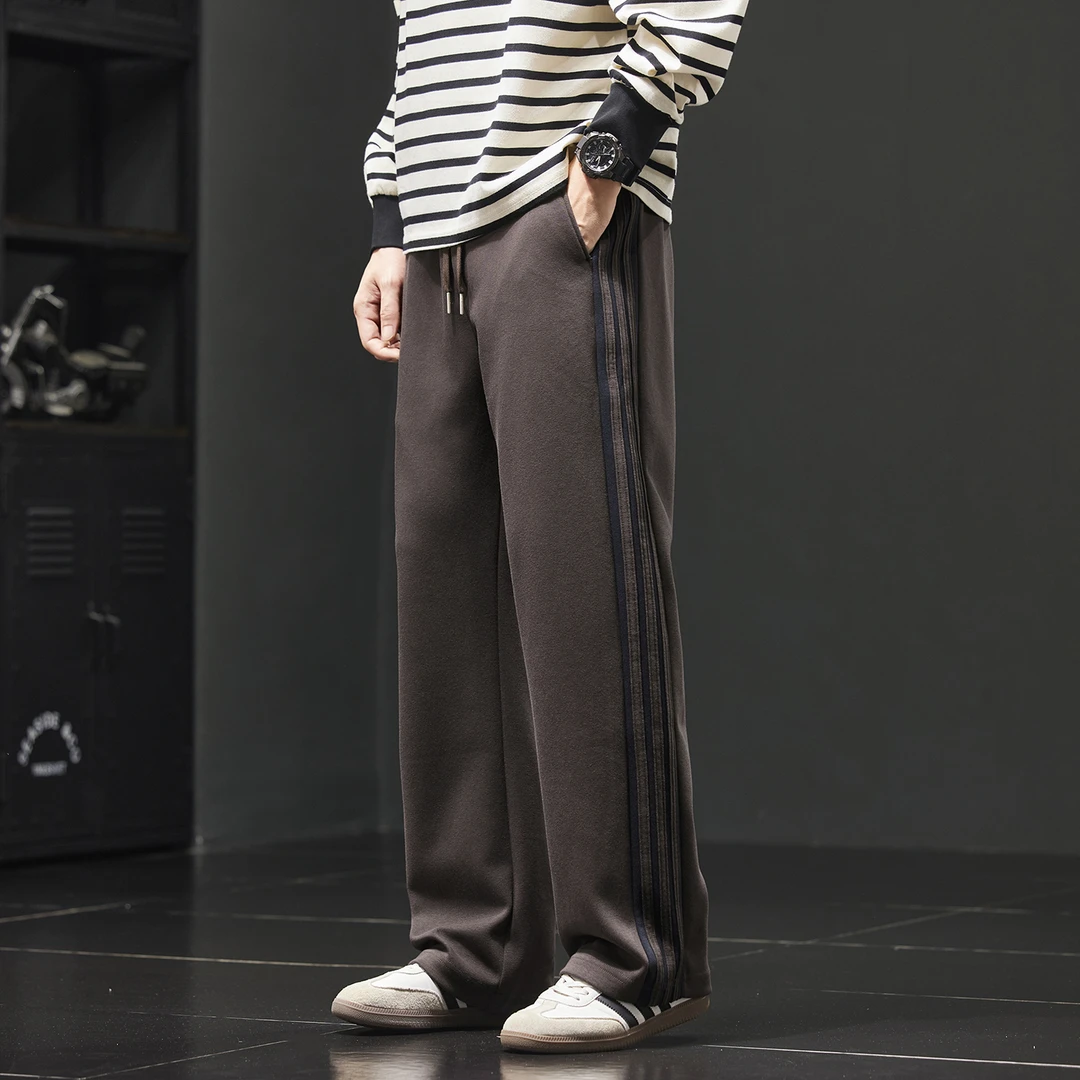 法国Cebrodz美式复古重磅拼接卫裤男秋季宽松显瘦直筒阔腿休闲裤