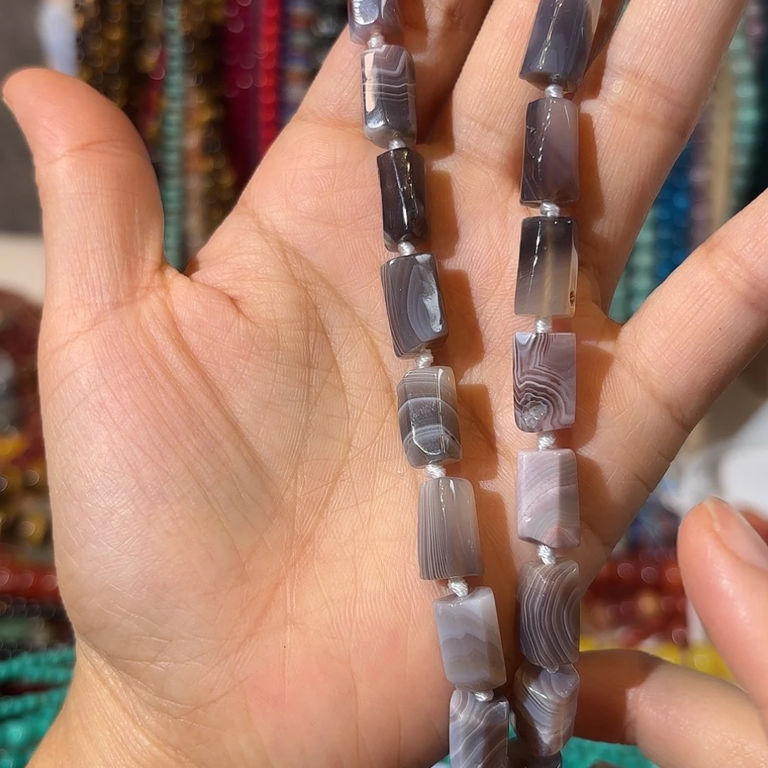 玛瑙/玉髓银S925镀金镶嵌珠宝半成品波斯湾玛瑙卡8-13一条