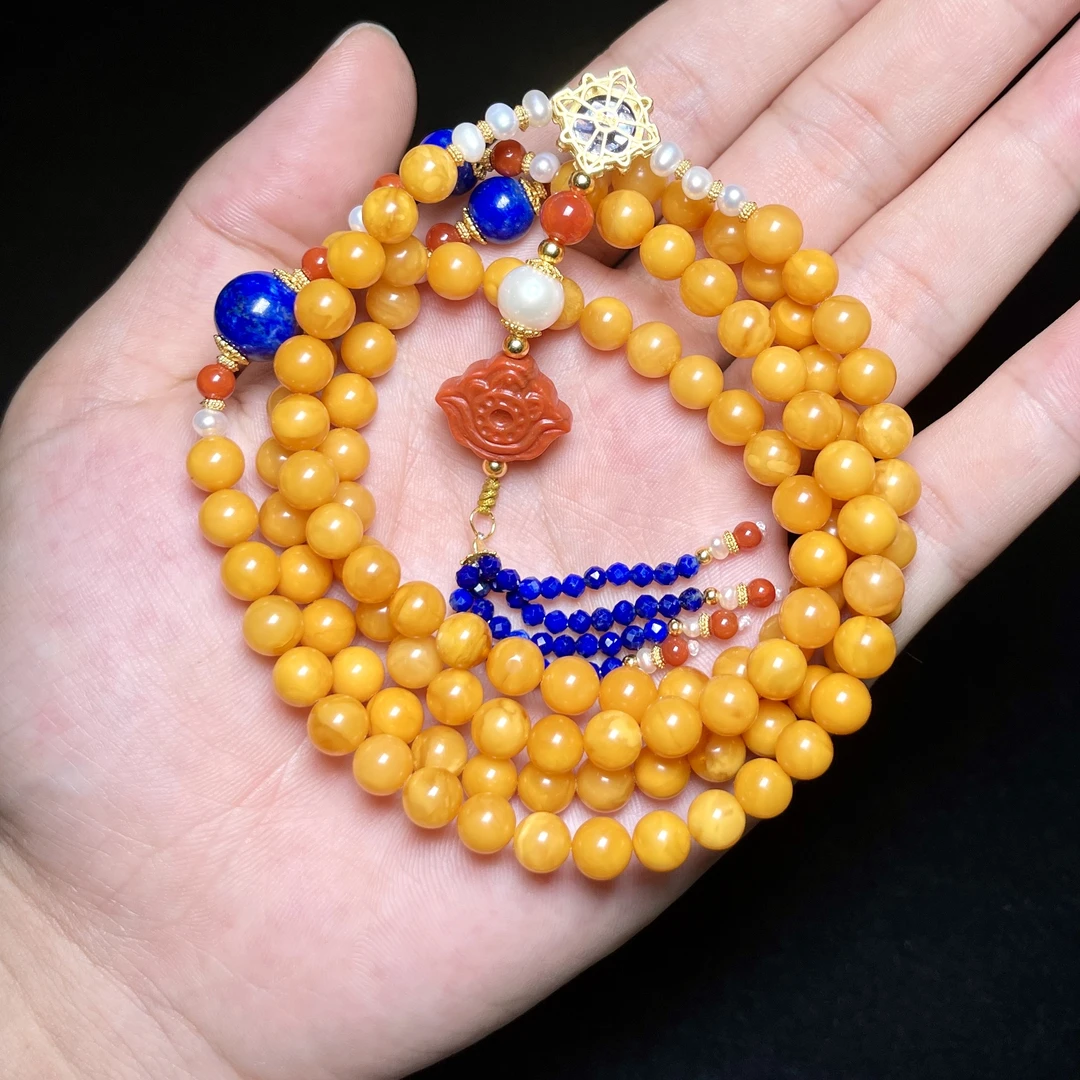 菲菲珠宝好*S925蜜蜡项链约7mm