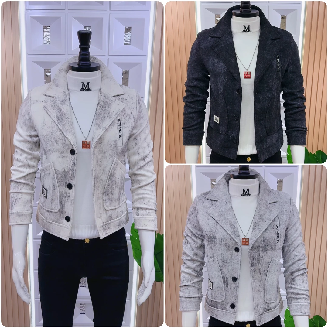 秋冬款高级感轻奢气质加厚外套男修身帅气男士短款呢子外套潮