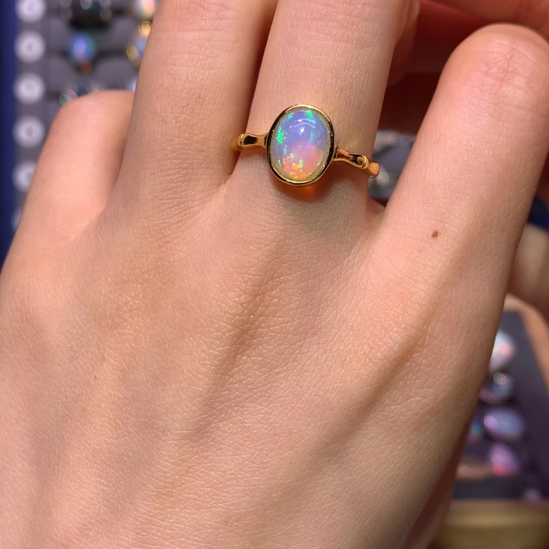 银S925镀金镶嵌欧泊戒指款式