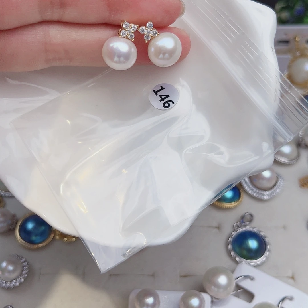 银S925镶嵌淡水珍珠耳饰