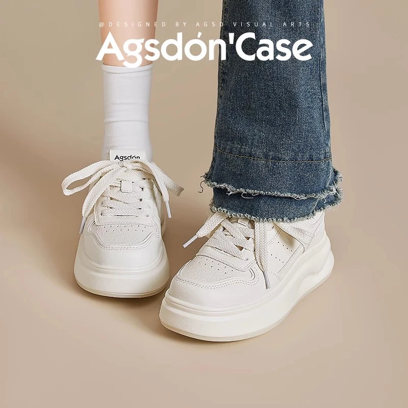 /奥古狮登小白鞋女2025新款秋季白色厚底增高运动板鞋子百搭爆款Q