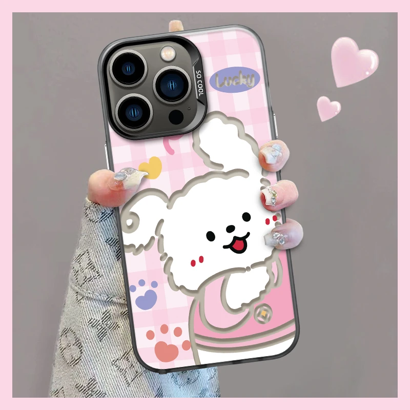 小狗贴贴适用苹果15彩银壳内框手机壳vivo/oppo华为mate60pro女