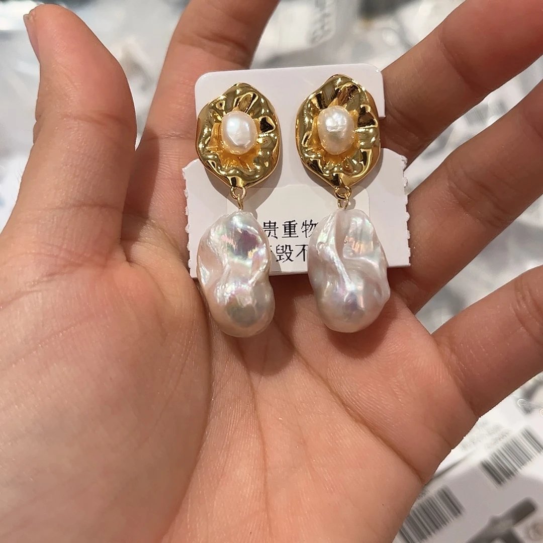 合金淡水珍珠耳饰