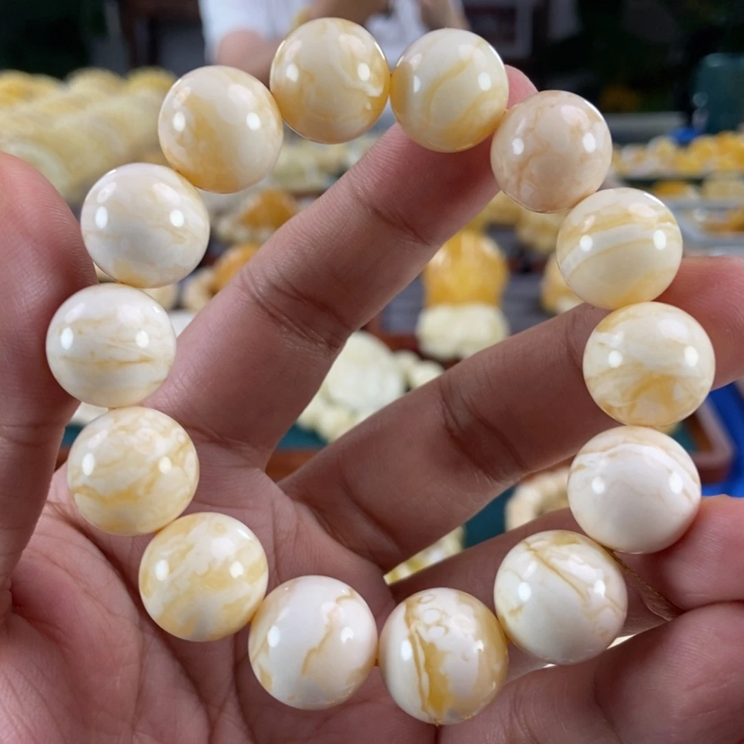 琥珀未镶嵌珠宝奇石15瓷白蜡手串27