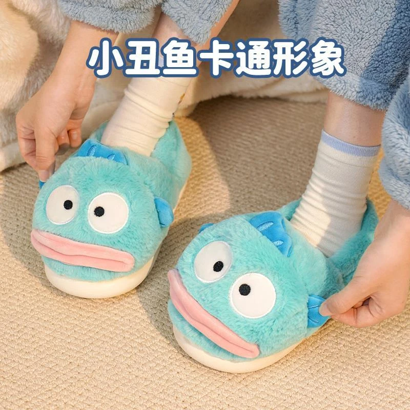 小丑鱼高帮棉拖鞋男冬季新款保暖防寒踩屎感居家室内女情侣棉拖鞋