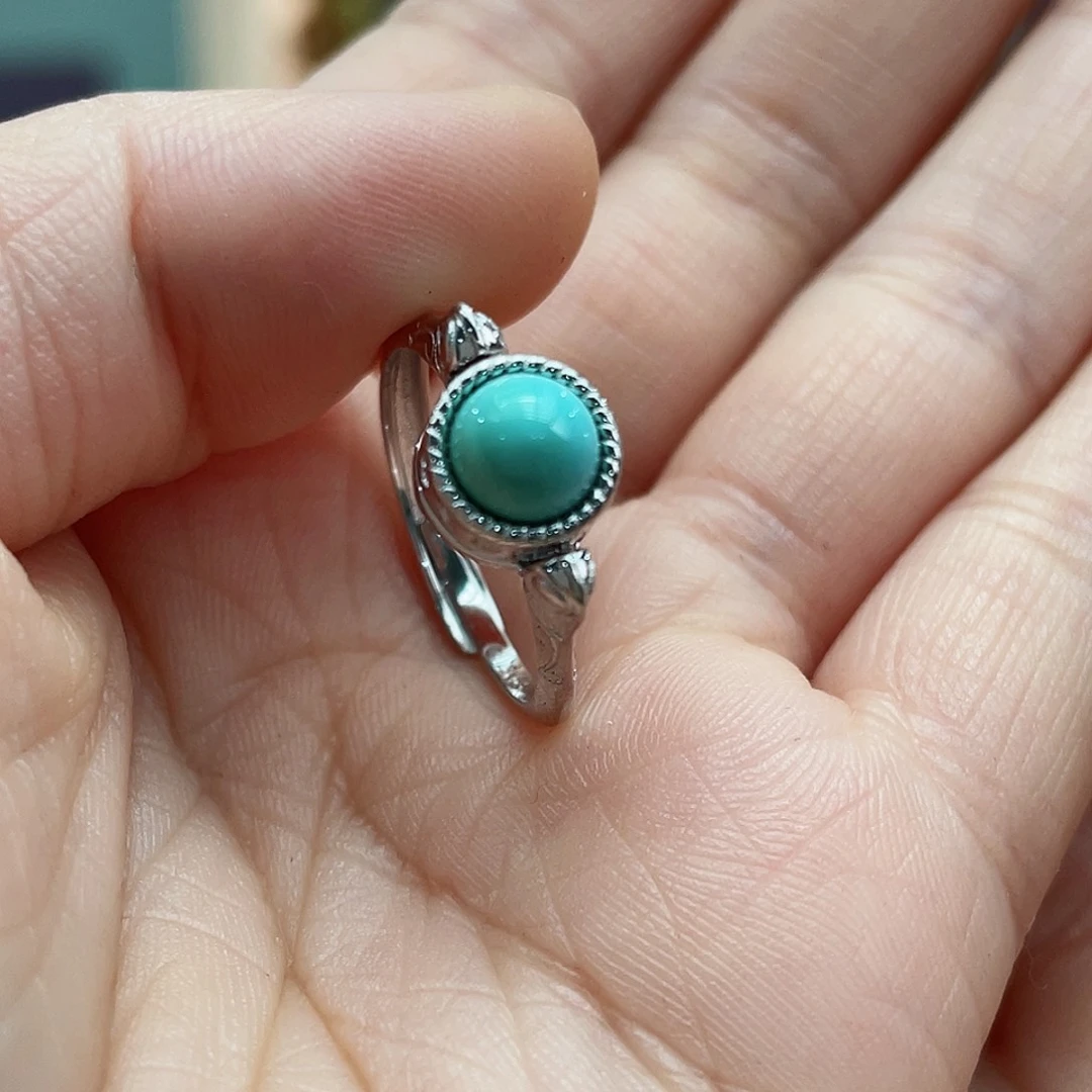 绿松石戒指银S925镶嵌