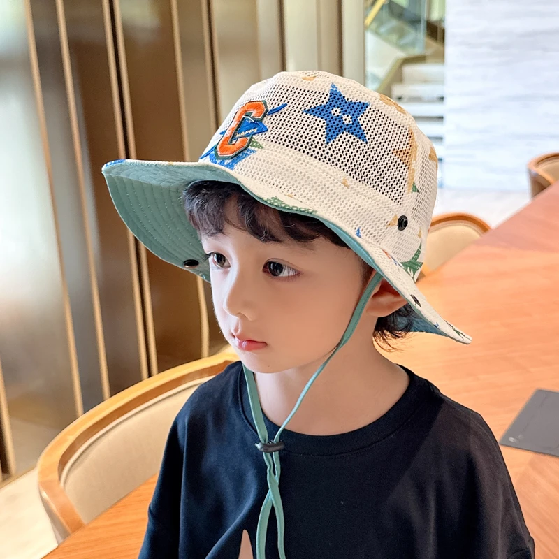 儿童帽子夏季薄款宝宝夏款遮阳帽男孩渔夫帽女童帽大童太阳帽