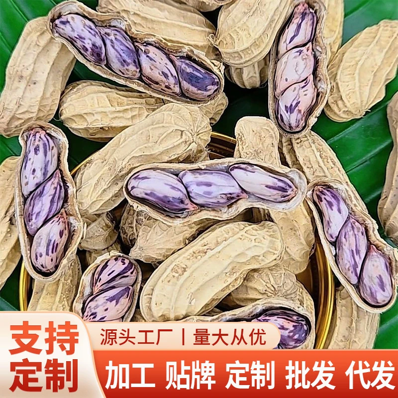 2024新货水煮咸干七彩花生带壳烤干云南特产彩色花生休闲零食批发