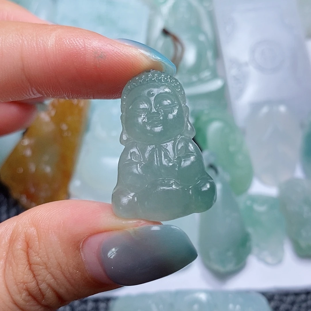 定制翡翠未镶嵌毛货付款后确认抛光