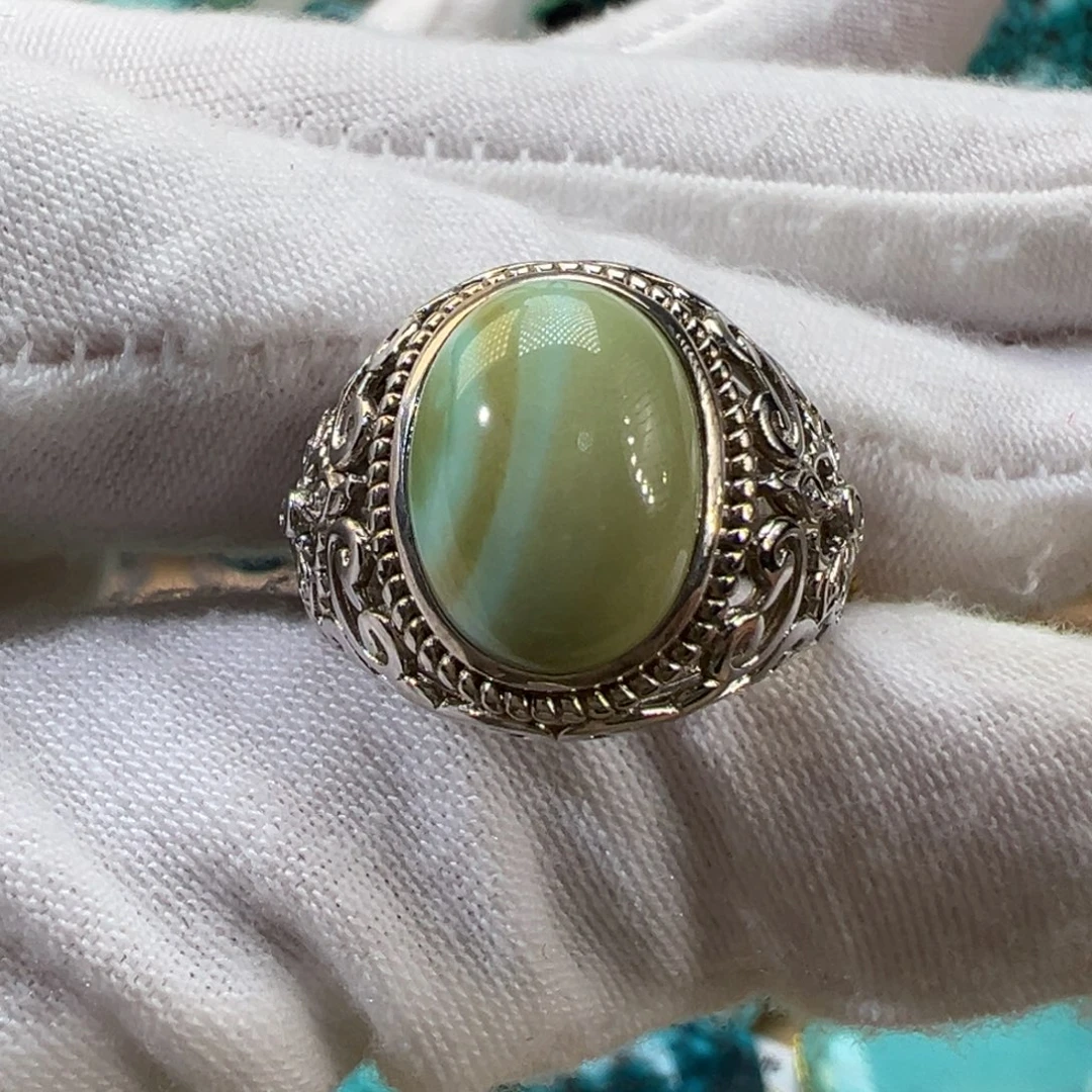 绿松石银S925镶嵌戒指