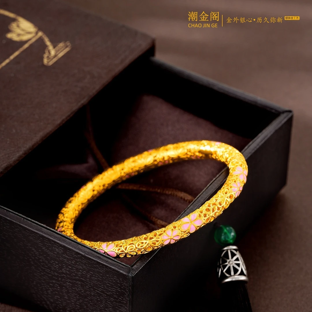 足银手镯 【桃花】手镯时尚手工镯子实在太美了，绝美手镯一见倾心