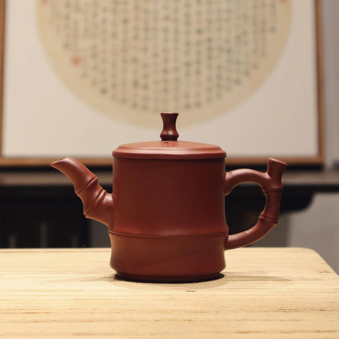 竹壶潮州朱泥紫砂壶手拉壶非全手工茶壶功夫茶陶瓷茶具