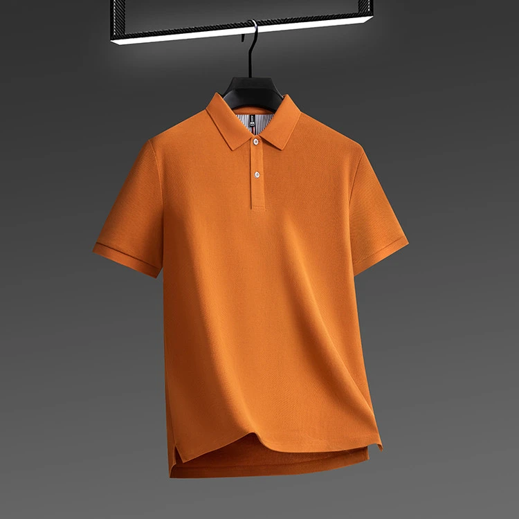 夏季男士100%纯棉短袖T恤中青年纯色翻领polo衫宽松休闲半袖上衣