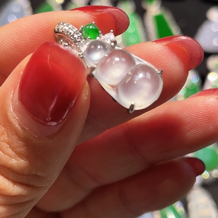 三***花翡翠银S925镶嵌颈饰