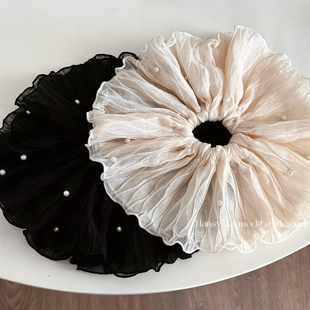 韩版超仙网纱褶皱超大大肠发圈2025新款扎头发头圈高级感发饰