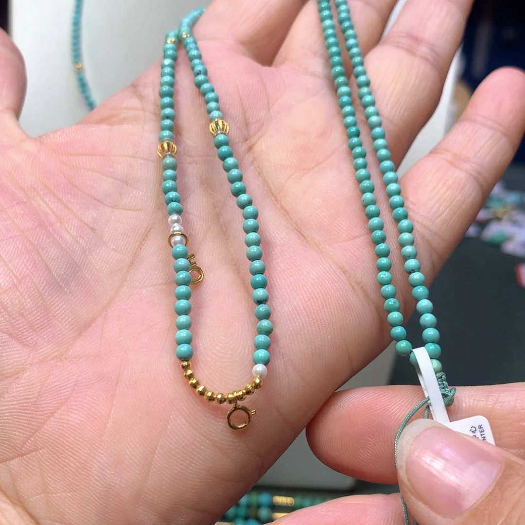 绿松石18K金镶嵌锁骨