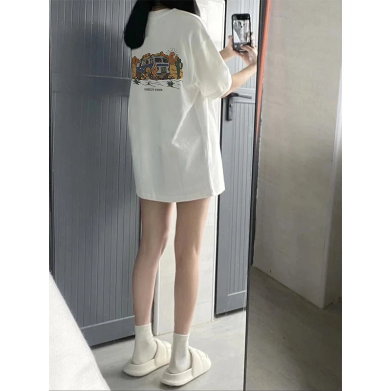 【 纯棉】白色纯棉宽松oversize短袖T恤女2023年新款春夏ins潮