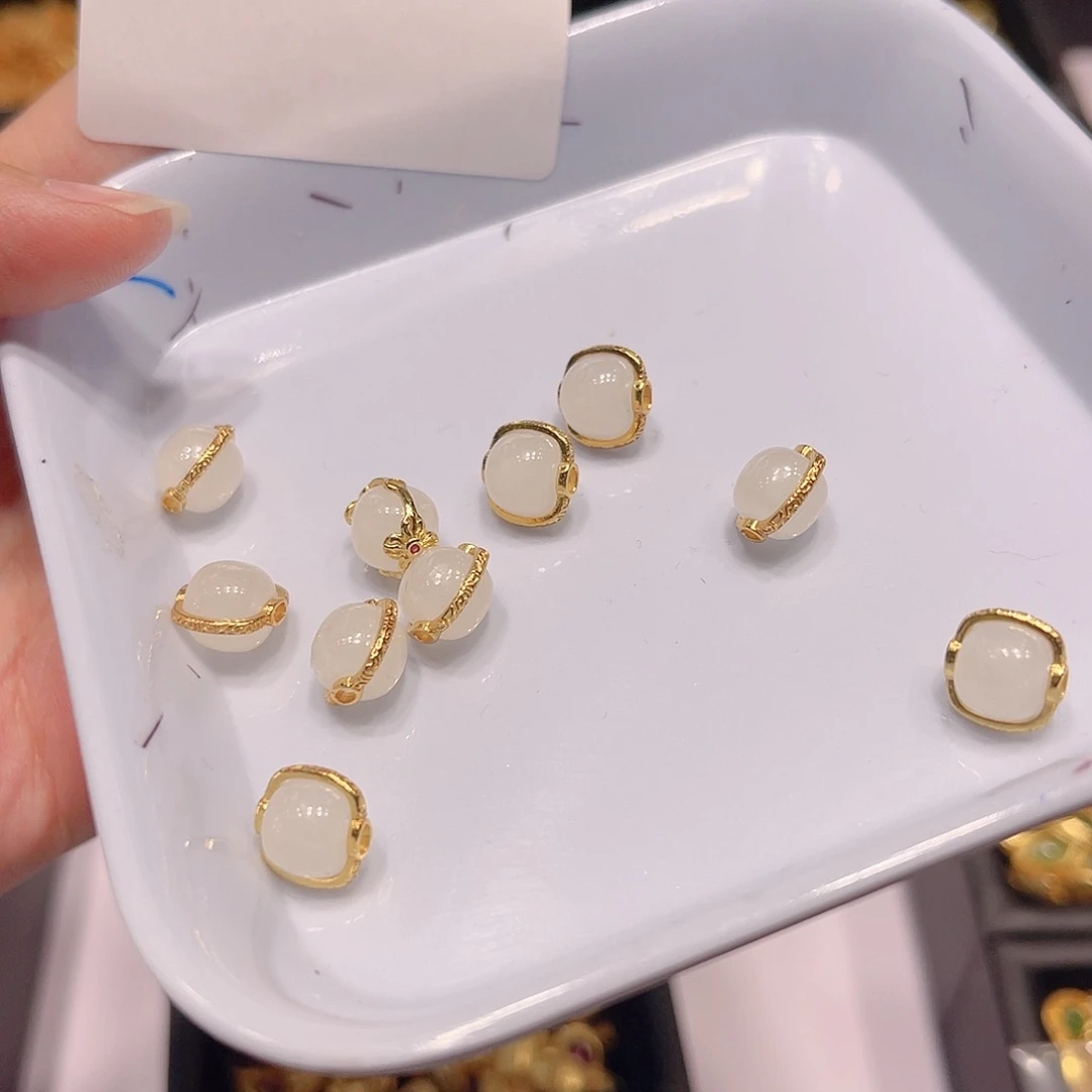 水晶珠宝半成品银S925镀金镶嵌175 。