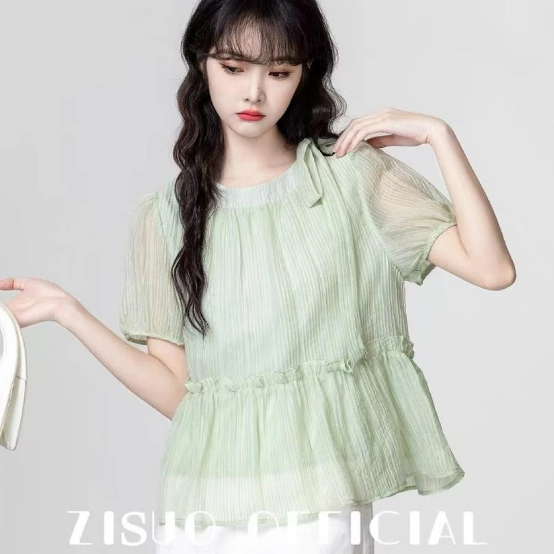 2025夏季新款洋气超仙小衫显瘦甜美小个子设计感百搭舒适上衣