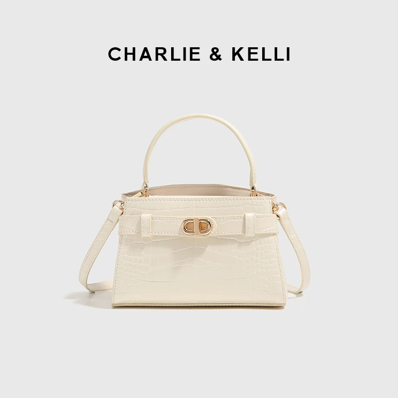 官网CHARLIE&KELLI女包鳄鱼纹手提包轻奢凯莉包百搭单肩斜挎包潮