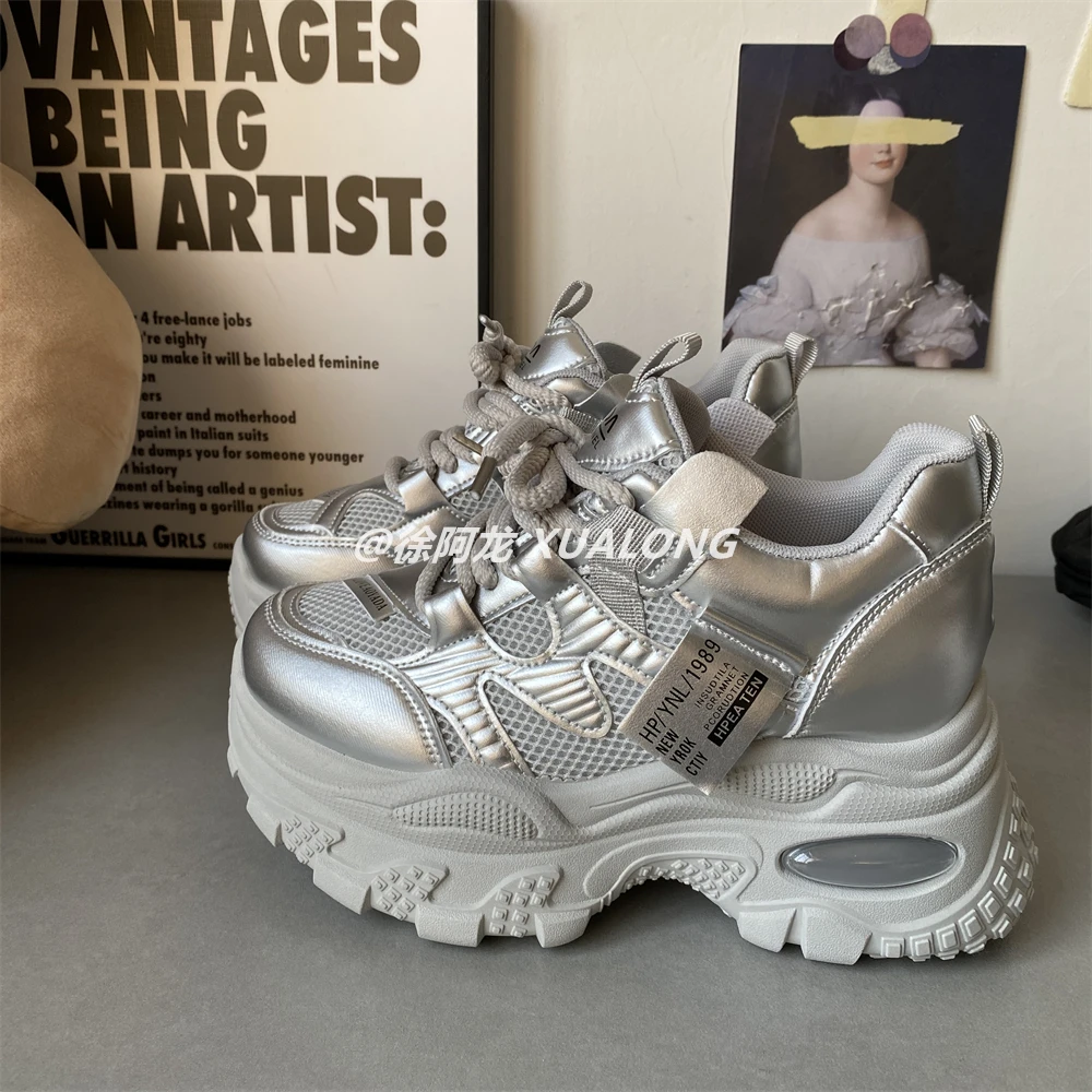 内增高厚底运动鞋女2025新款秋冬小个子松糕老爹鞋子增高8CM女鞋