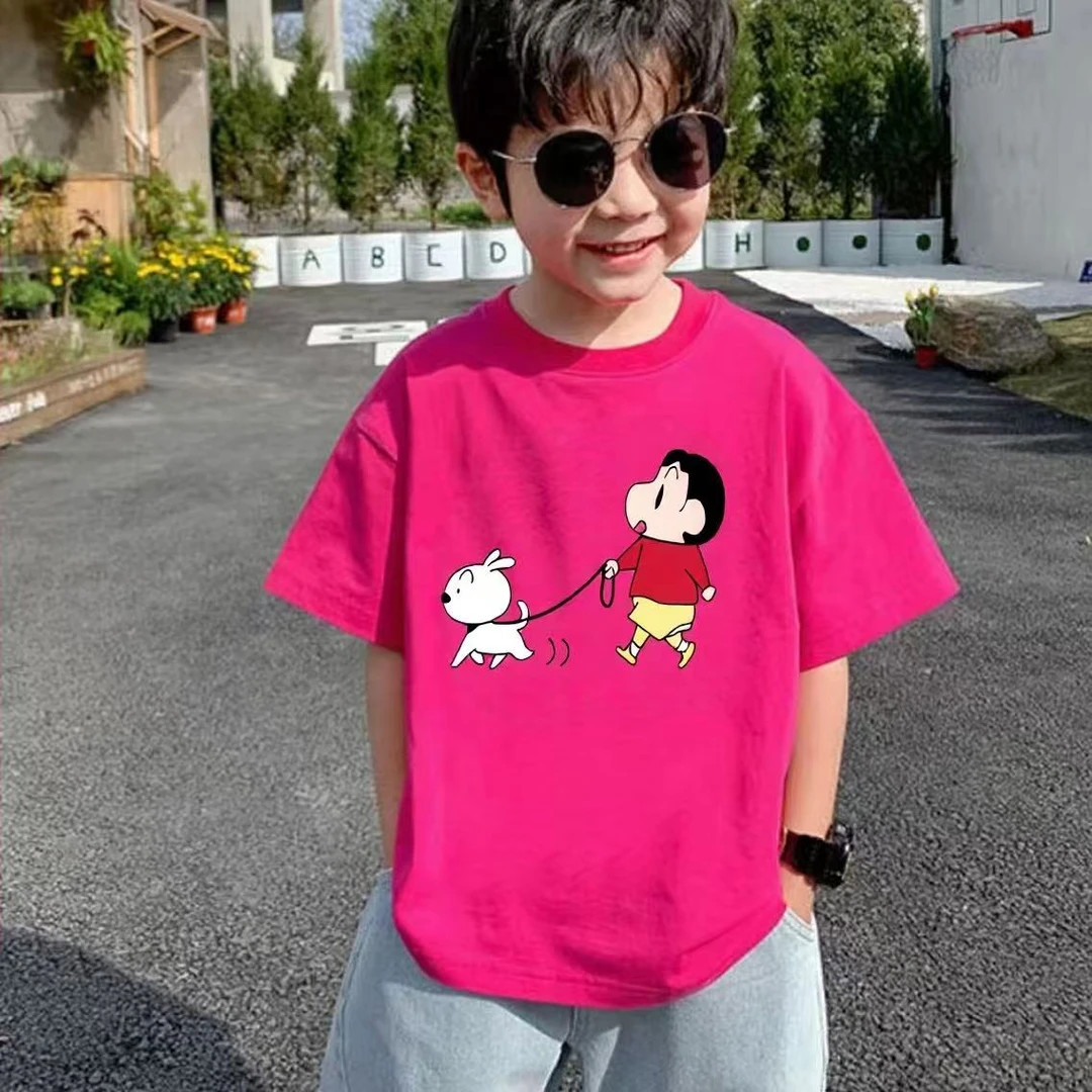 男女童2025新款短袖卡通印花图案休闲螺纹圆领棉质百搭夏季T恤潮