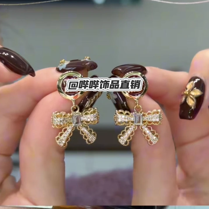 合金耳饰 BIBI【蕾丝蝴蝶结】耳钉EH010