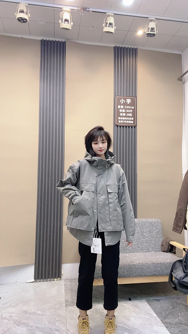 欧货假两件加棉冲锋衣女2025年春季新宽松设计感小众二棉风衣外套