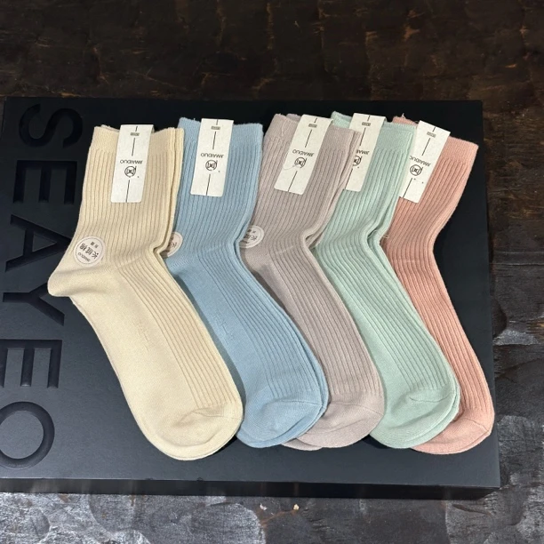 【年末钜惠】甄选新疆长绒棉袜子女秋炫彩冬款中筒纯棉袜 10双装仓