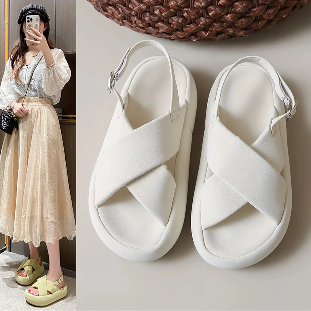 运动凉鞋女2025年新款夏季厚底露趾休闲松糕沙滩罗马凉拖鞋0591