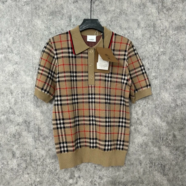 未使用 BURBERRY/博柏利 格纹半袖polo