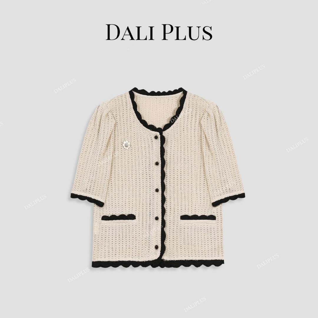 Co.Co系列 法式小香风镂空设计感撞色短袖外套-D5ST1087