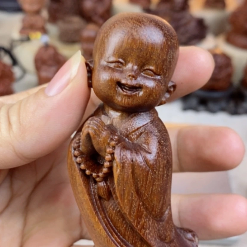 【闪购商品】贡木无忧小和尚木雕