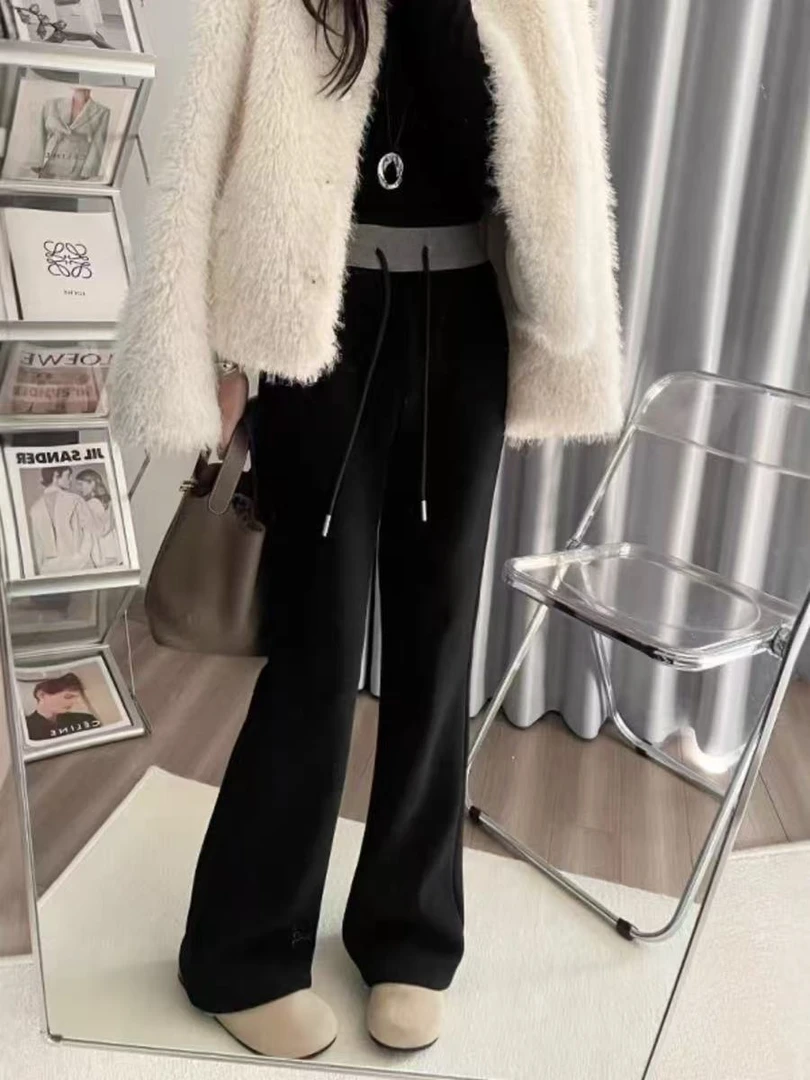 25551 新款显高显瘦港风加绒加厚拖地长裤 三楼